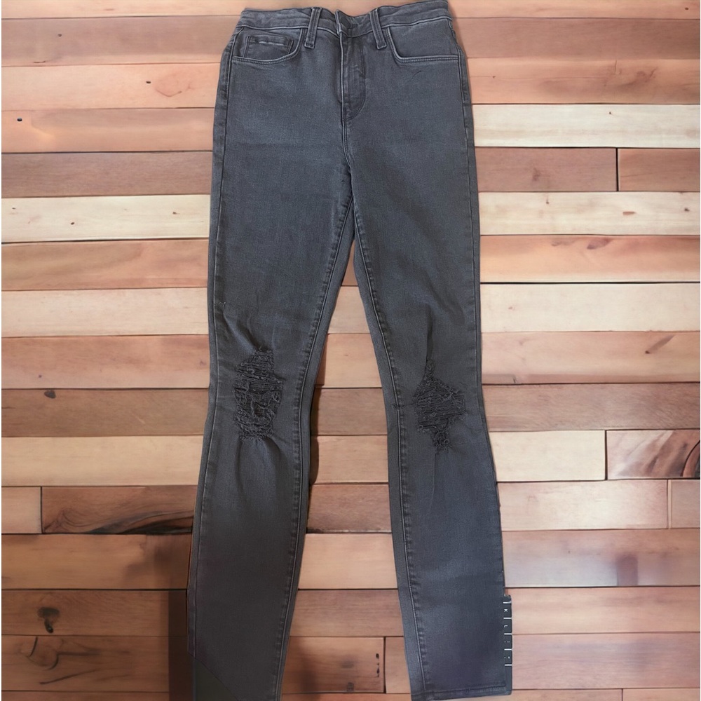 L’agence Ladies Slim Jeans Faded Black with Knee Distress